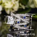 Luxury Square Cross Line Ring For Women With Faux Sapphire, Elegant Statement Jewelry Accessory view 4