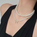 Sparkling Zircon Faux Pearl Beaded Bow Sweater Necklace Elegant Light Luxury Choker For Women view 3