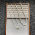 Sparkling Zircon Faux Pearl Beaded Bow Sweater Necklace Elegant Light Luxury Choker For Women view 4