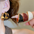 18K Gold Plated Resin Geometric Round Ear Cuff Earrings For Women Retro Hong Kong Style view 2