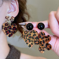 Acrylic Leopard Print Heart Flower Drop Earrings Maillard Style Silver Needle Statement Jewelry view 2