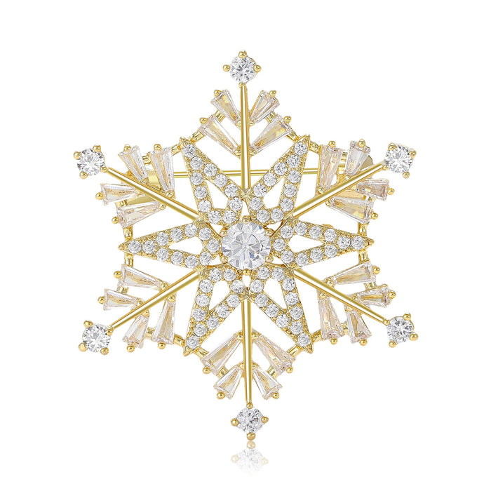 Alloy Zircon Three Dimensional Snowflake Brooch For Suits And Coats