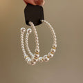 Faux Pearl Beaded Geometric C Shape Stud Earrings, French Retro Light Luxury Women's Jewelry view 3