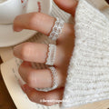 Light Luxury Copper Zircon Lace Hollow Flower Bow Geometric Ring For Women view 4