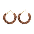 Vintage Leopard Print Geometric Round Horsehair Pendant Metal Hoop Earrings For Women view 5