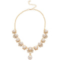 Court Style Faux Pearl Jewelry Set With Round Crystal Pendant Necklace And Silver Stud Earrings view 5
