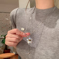 Vintage Ethnic Alloy Necklace With Tiger Eye Resin Heart Cross Floral Pendant For Women view 3
