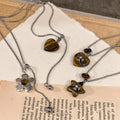 Vintage Ethnic Alloy Necklace With Tiger Eye Resin Heart Cross Floral Pendant For Women view 2