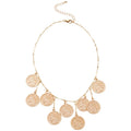 Alloy Metallic Round Portrait Print Adjustable Pendant Necklace, Geometric Clavicle Choker view 5