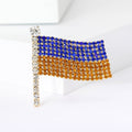 Enamel Alloy Ukraine Flag Rhinestone Brooch For Unisex Apparel view 2