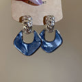 Retro Hong Kong Style Acrylic Wrinkled Diamond Geometric Drop Earrings With Silver Needle Posts view 3