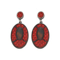 Vintage Acrylic Geometric Circle Oval Diamond Pendant Drop Earrings With Silver Posts view 5