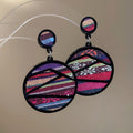 Vintage Acrylic Geometric Circle Oval Diamond Pendant Drop Earrings With Silver Posts view 4