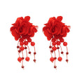 Metal And Fabric Flower Arm Cuff Bracelet Earrings Jewelry Set, Elegant Western Floral Style view 5