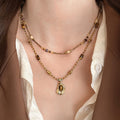 Vintage Maillard Style Copper Necklace With Irregular Oval Tiger Eye Stone Geometric Pendant view 2