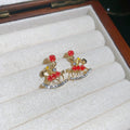 Light Luxury Alloy Rhinestone Enamel Pony Pendant Stud Earrings For Women view 2