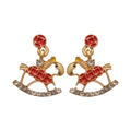 Light Luxury Alloy Rhinestone Enamel Pony Pendant Stud Earrings For Women view 5