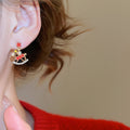 Light Luxury Alloy Rhinestone Enamel Pony Pendant Stud Earrings For Women view 3