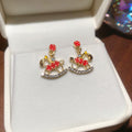 Light Luxury Alloy Rhinestone Enamel Pony Pendant Stud Earrings For Women view 4