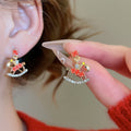 Light Luxury Alloy Rhinestone Enamel Pony Pendant Stud Earrings For Women view 1