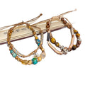 Tiger Eye Coconut Shell Beaded Cross Woven Rope Double Layer Bohemian Ethnic Bangle view 5