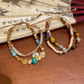 Tiger Eye Coconut Shell Beaded Cross Woven Rope Double Layer Bohemian Ethnic Bangle view 4