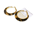 Maillard Leopard Print Resin Hoop Earrings With Silver-Tone Posts, Niche Designer Style view 4