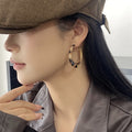 Maillard Leopard Print Resin Hoop Earrings With Silver-Tone Posts, Niche Designer Style view 3