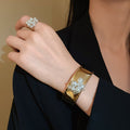 Metal Pearl Flower Open Wide Band Ring For Women view 2