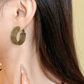 Maillard Style Iron Geometric Round Hoop Earrings With Silver Pins Retro Painted Minimalist Jewelry view 2