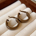 Maillard Style Iron Geometric Round Hoop Earrings With Silver Pins Retro Painted Minimalist Jewelry view 3