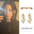 Alloy Sparkling Zircon Geometric Round Hollow Pendant Drop Earrings For Women view 3