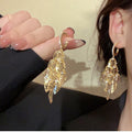 Alloy Sparkling Zircon Geometric Round Hollow Pendant Drop Earrings For Women view 2