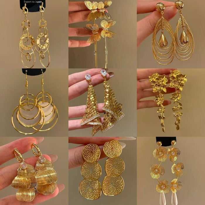 Alloy Sparkling Zircon Geometric Round Hollow Pendant Drop Earrings For Women