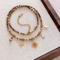 Ethnic Tiger Eye Beaded Sun Star Pendant Sweater Necklace Vintage Geometric Jewelry view 2