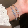 Sparkling Zircon Heart Geometric Round Open Bangle French Light Luxury Women's Jewelry view 4