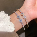 Sparkling Zircon Heart Geometric Round Open Bangle French Light Luxury Women's Jewelry view 2