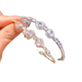 Sparkling Zircon Heart Geometric Round Open Bangle French Light Luxury Women's Jewelry view 5