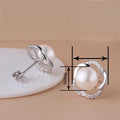 Korean Elegant Pearl Stud Earrings Flower Design Daily Commuter Gentle Ladies Jewelry view 4