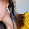 European American Style Oversized Hoop Earrings For Women With Bamboo Joint Oil Painting Design view 3