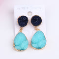 Faux Druzy Round Stud Teardrop Drop Earrings Ten Colors view 5