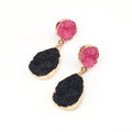 Faux Druzy Round Stud Teardrop Drop Earrings Ten Colors view 3