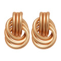 Copper Twisted Knot Stud Earrings Geometric Round Minimalist European Style Fashion Jewelry for Women view 5