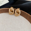 Copper Twisted Knot Stud Earrings Geometric Round Minimalist European Style Fashion Jewelry for Women view 4