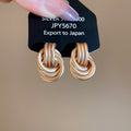 Copper Twisted Knot Stud Earrings Geometric Round Minimalist European Style Fashion Jewelry for Women view 2