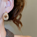 Copper Twisted Knot Stud Earrings Geometric Round Minimalist European Style Fashion Jewelry for Women view 3