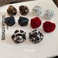 Leather Fabric Flower Bud Stud Earrings For Women European Style Sweet Light Luxury Floral Jewelry view 3
