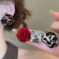 Leather Fabric Flower Bud Stud Earrings For Women European Style Sweet Light Luxury Floral Jewelry view 2