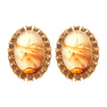 French Court Style Geometric Oval Resin Marbled Stud Earrings With Silver Posts view 5