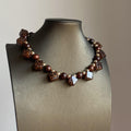 Retro Maillard Style Acrylic And Wood Beaded Geometric Round Square Choker Necklace For Women view 2